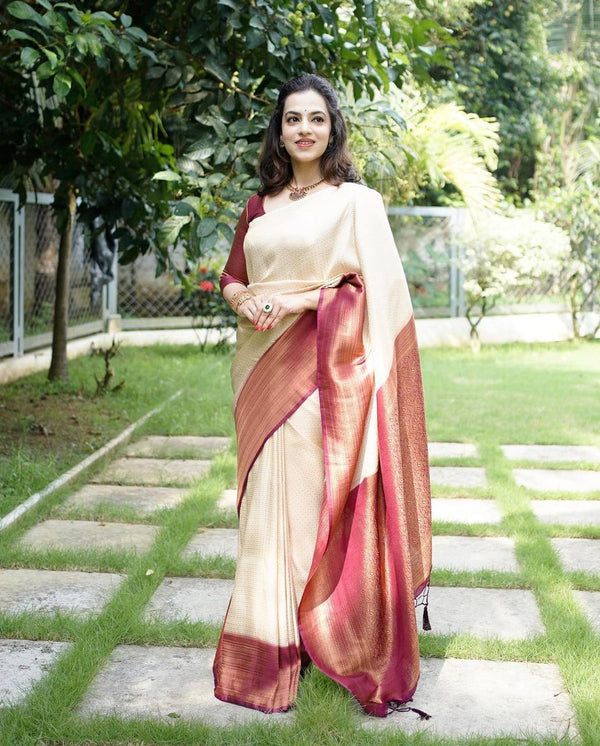 Designer Lichi silk Saree With Copper Golden Zari Weaving