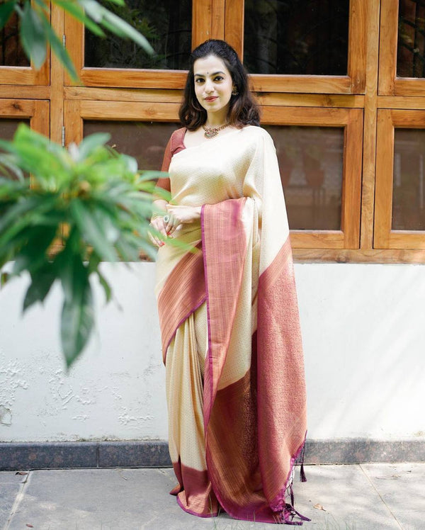 Designer Lichi silk Saree With Golden Zari Weaving Work Traditional Bridesmaid Party