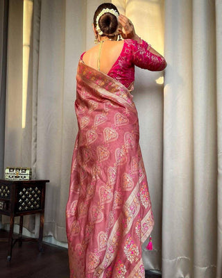 Attractive Peach Soft Silk Saree