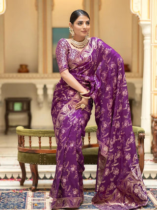 Hema Purple Banarasi Silk Saree