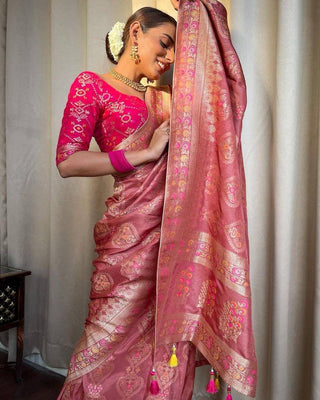 Attractive Peach Soft Silk Saree