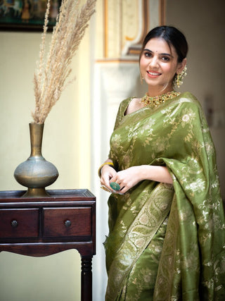 Nemesis Mehndi Soft Silk Saree