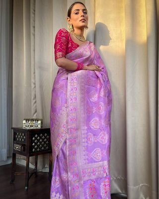 Purple Color Premium Soft Banarasi Silk Saree