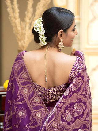 Hema Purple Banarasi Silk Saree