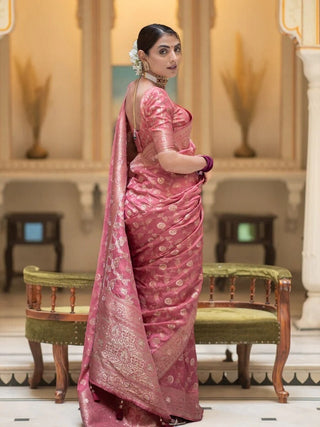 Hira Peach Banarasi Silk Saree