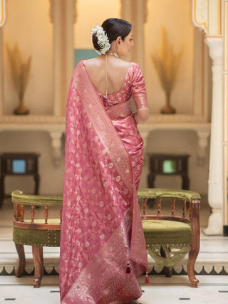 Hira Peach Banarasi Silk Saree