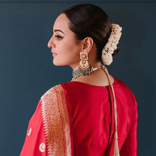 Sonakshi Crimson Red Banarasi Silk Saree WIth Fabulouse Blouse Piece