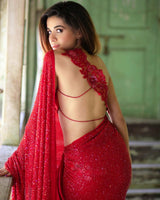 Prerna Mehra Red Sequence Work Saree