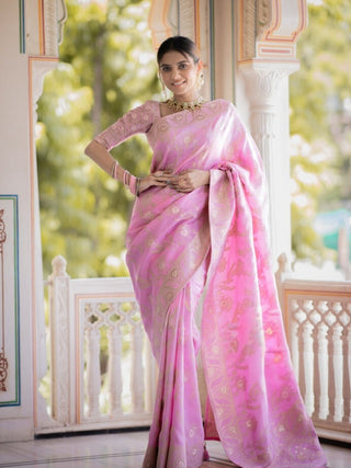 Incomparable Baby Pink Pink Soft Silk Saree