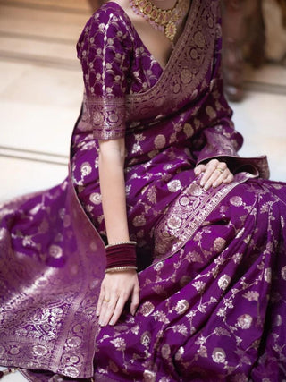 Splendiferous Purple Soft Silk Saree