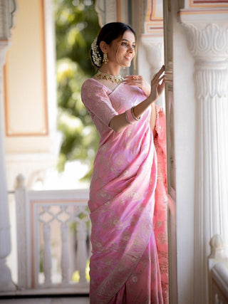 Incomparable Baby Pink Pink Soft Silk Saree