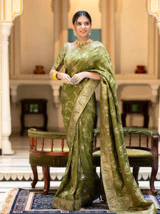 Nemesis Mehndi Soft Silk Saree