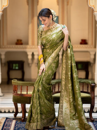 Nemesis Mehndi Soft Silk Saree