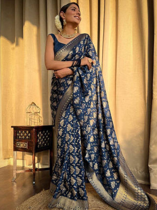 Jamsa Blue Banarasi Silk Saree