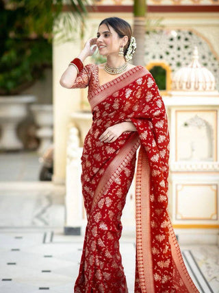 Jamsa Red Banarasi Silk Saree