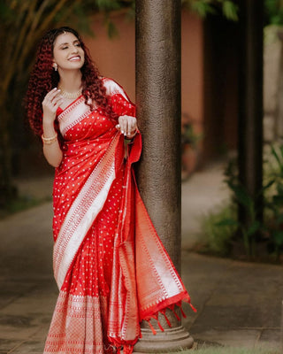 Aaru Red Soft Banarasi Silk Saree