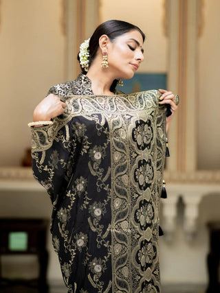 Charming Black Color Soft Banarasi Silk Saree