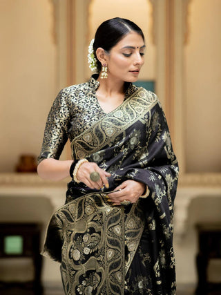 Charming Black Color Soft Banarasi Silk Saree