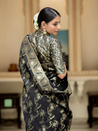 Charming Black Color Soft Banarasi Silk Saree