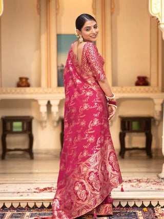 Chatoyant Dark Pink Soft Silk Saree