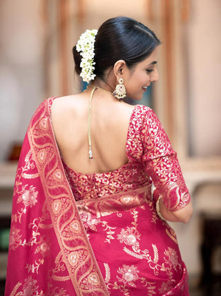 Chatoyant Dark Pink Soft Silk Saree