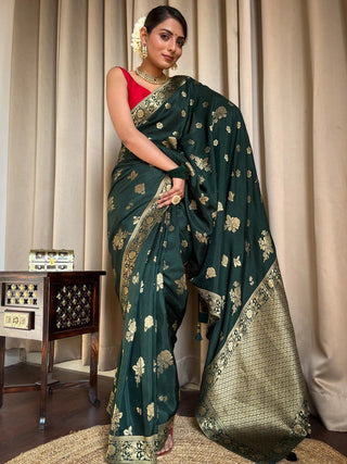 Classy Dark Green Soft Silk Saree