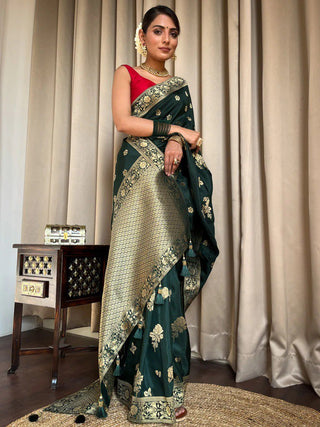 Classy Dark Green Soft Silk Saree