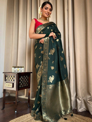 Classy Dark Green Soft Silk Saree