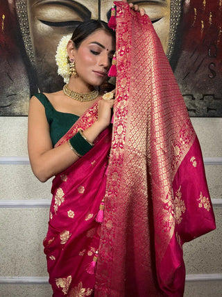 Outstanding Dark Pink Soft Silk Saree