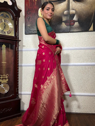 Outstanding Dark Pink Soft Silk Saree