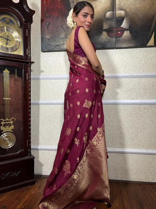 Demure Wine Soft Silk Saree