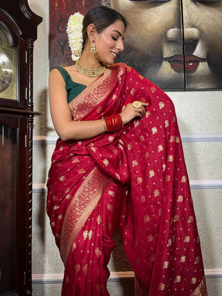 Cynosure Red Soft Silk Saree