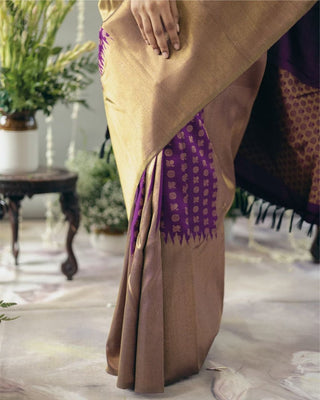 Fancifull Dark Beige Soft Silk Saree