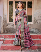 Multi Floral Printed Cotton Silk Saree