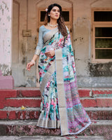 Multi Colour Floral Printed Cotton Silk Saree