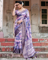 Heather Purple Floral Printed Cotton Silk Saree