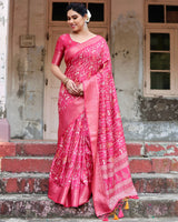 Majesty Pink Printed Cotton Silk Saree