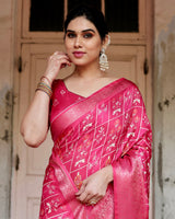 Majesty Pink Printed Cotton Silk Saree