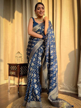 Jamsa Blue Banarasi Silk Saree