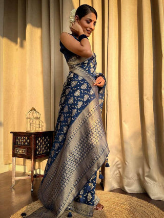 Jamsa Blue Banarasi Silk Saree