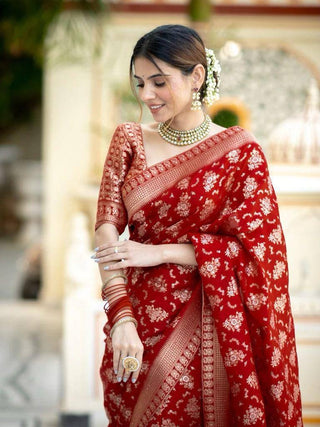 Jamsa Red Banarasi Silk Saree