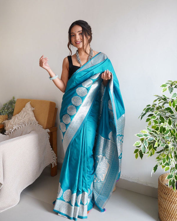 Sapphire Blue Kanjivaram Silk Saree