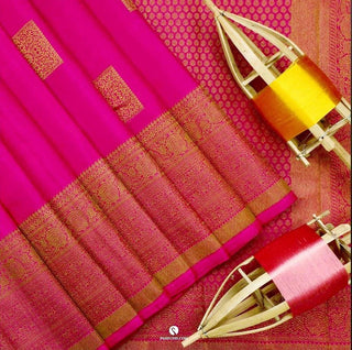 Valiba Pink-Gold Beautiful Rich Pallu And Jacquard Saree