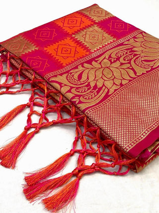 Taffy Pink Banarasi Silk Saree