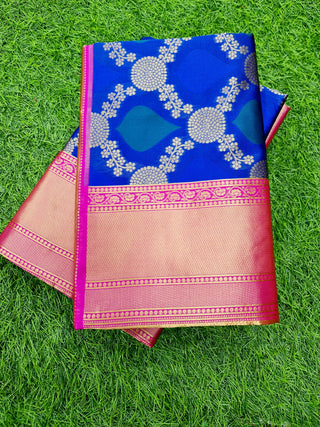 The Shiny Sapphir Soft Silk Designer Saree With Blouse