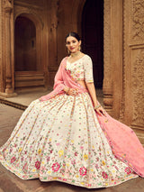 New Exclusive Beige Colour Embroiered Semi Stitched Bridal Lehenga Choli Collection