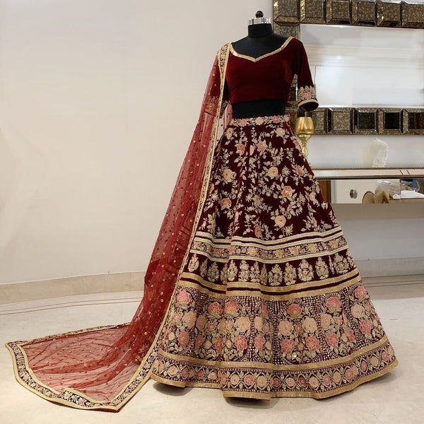 Beautiful Bridal Color and Cording Work Combination Its Classy Ur Look Lehenga Choli With Dupatta