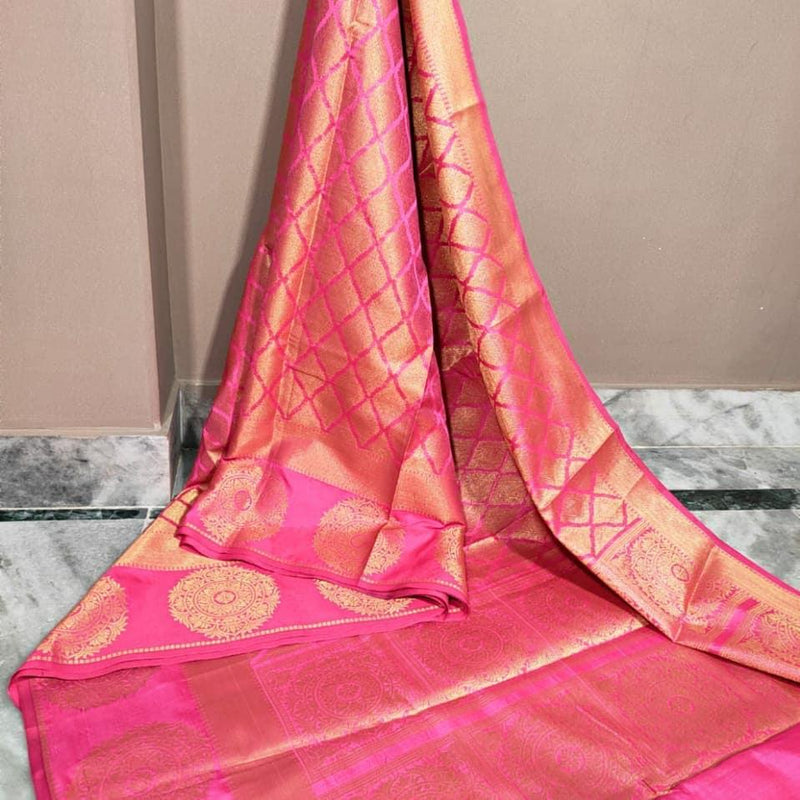 Apogee Pink Banarasi Silk Saree