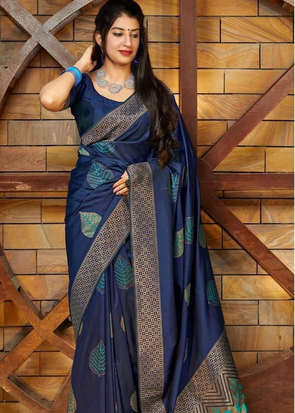 Cerulean Blue Banarasi Silk Saree