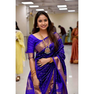 Austere Blue Banarasi Silk Saree